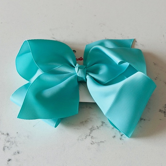 Hanna Andersson Teal Color Ribbon Bow Clip. - Picture 3 of 6